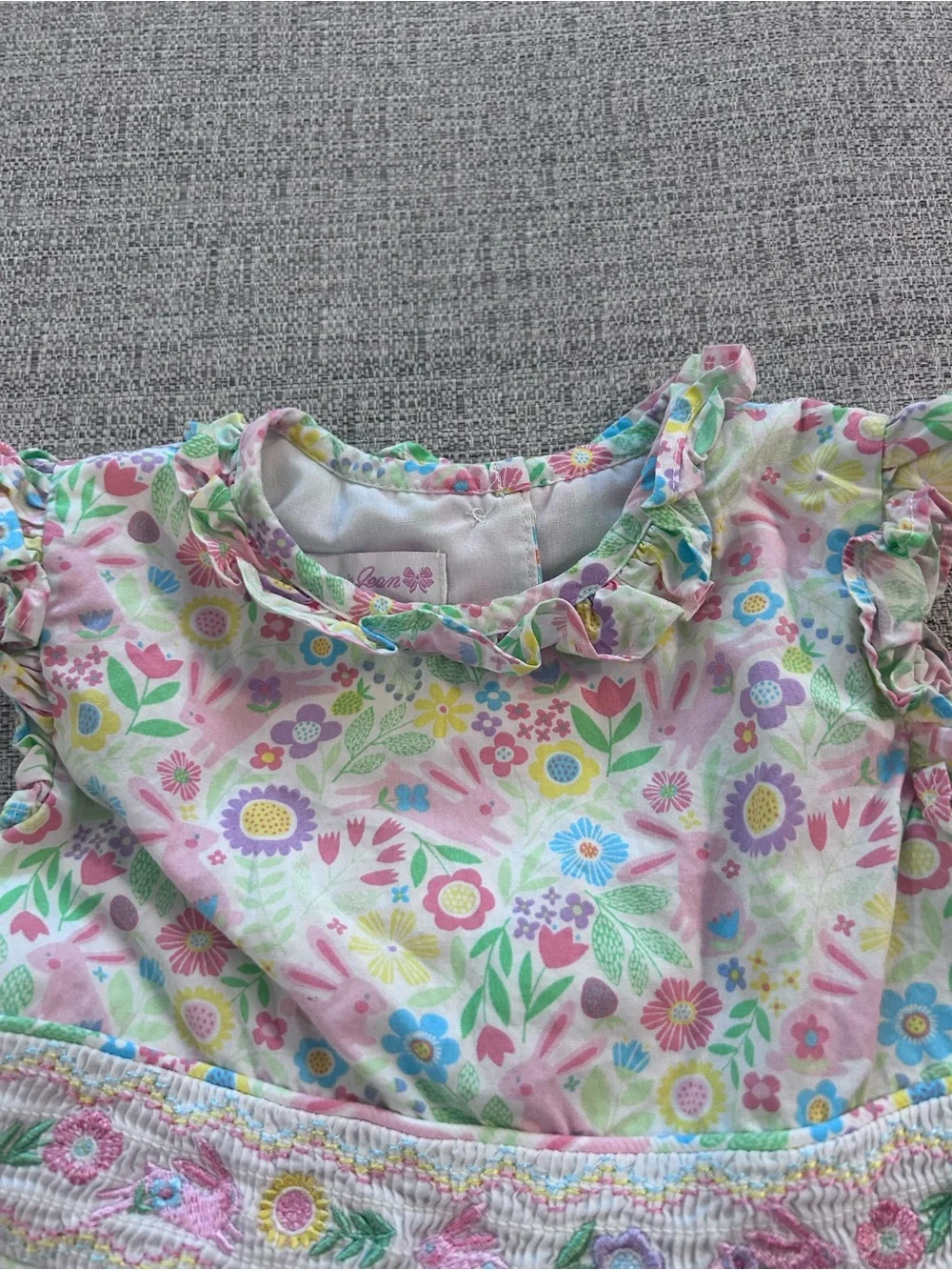 Bonnie Jean Girls Ruffle Sundress in Pastel Color Embroidered Waist    Size 6